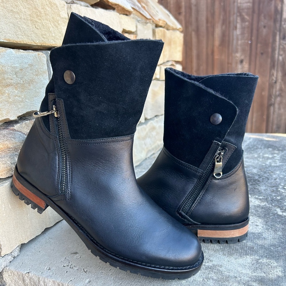 Fabianelli Italian Leather & Suede Moto Combat Boots Sz-38 (US‎ 7.5).      E